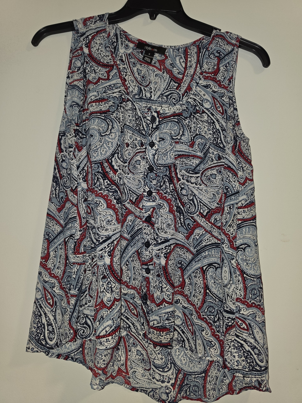 Style & Co. Red, Navy & White Paisley Sleeveless Tank